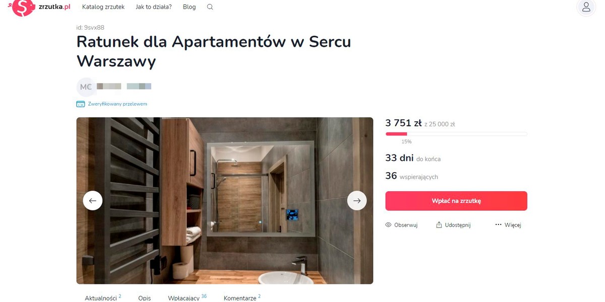 Zorganizował zrzutkę na ratowanie luksusowych apartamentów. W internecie burza