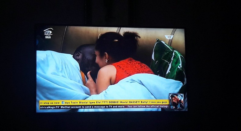 Gifty and Bally kissing in the Big Brother Naija house