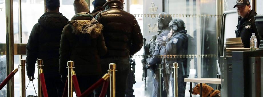 Security at Trump Tower in the lead up to the inauguration of US President-elect Donald Trump