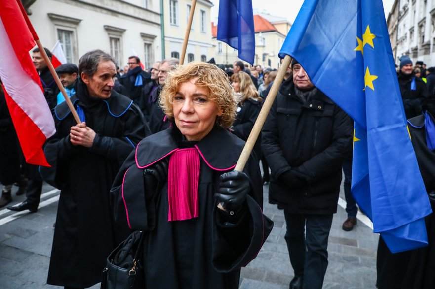 Europejscy sędziowie podczas demonstracji polskich sędziów w obronie niezależności, Warszawa, styczeń 2020 r.