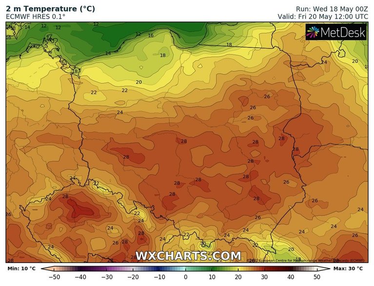 W większości kraju będzie jeszcze gorąco