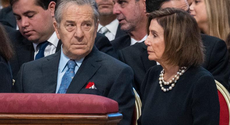 US House of Representatives Speaker, Nancy Pelosi (R), with her husband Paul Pelosi (C), attend a Holy Mass for the Solemnity of Saints Peter and Paul lead by Pope Francis in St. Peter's Basilica.Stefano Costantino/SOPA Images/LightRocket via Getty Images