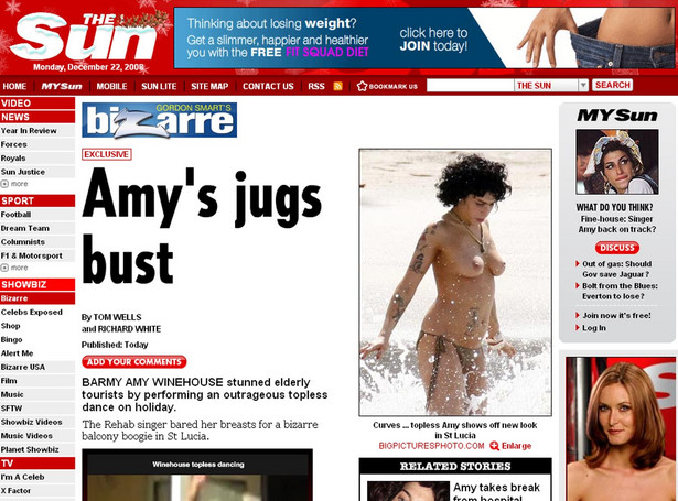 Amy Winehouse topless na plaży