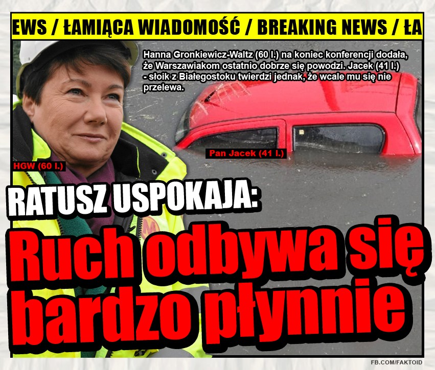 Internauci śmieją się z zalanej Warszawy