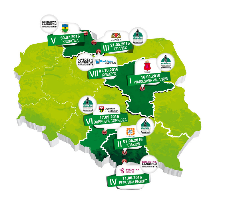 Mapa Maratonów Rowerowych Lang Team