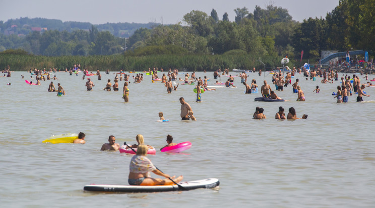 A Balaton nyáron szinte zsúfolásig megtelik, akinek nem jut hosszabb pihenésre, egy napra jön./ Fotó: MTI Varga György