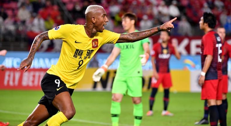 Talisca celebrates his crucial away goal that took Guangzhou Evergrande into the semi-finals