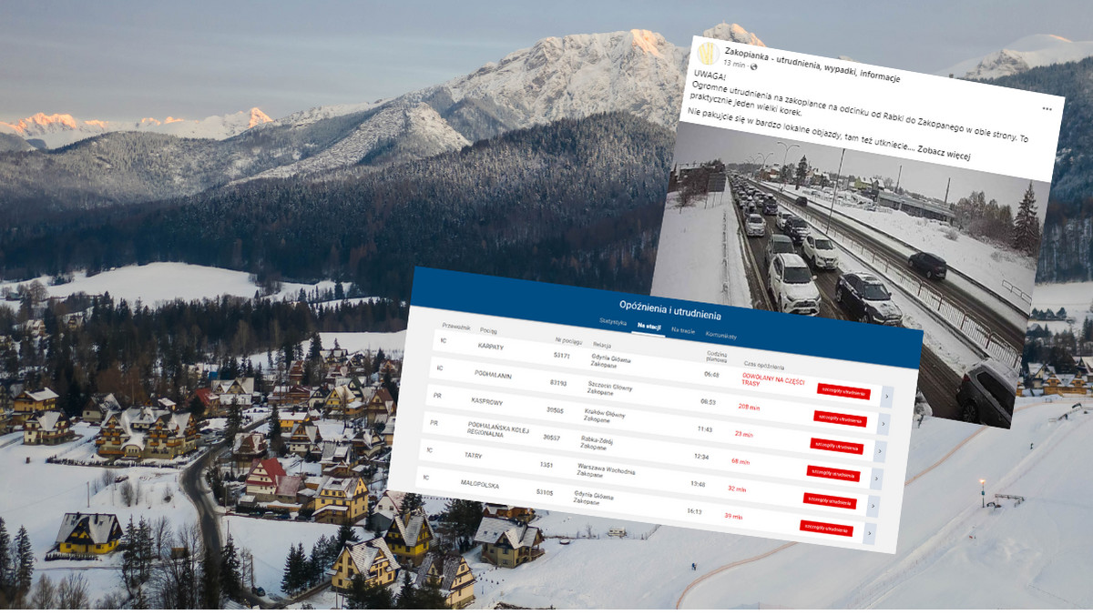 Paraliż na Podhalu. Pociągi nie kursują, korki na zakopiance 