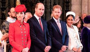 Kate Middleton, Prince William, Prince Harry, and Meghan Markle at a Commonwealth Day service at Westminster Abbey in 2019.RICHARD POHLE/POOL/AFP via Getty Images
