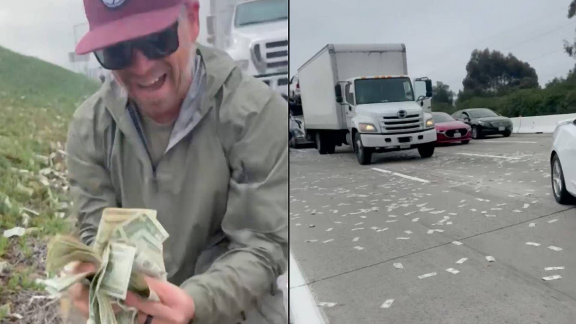 Chaos na diaľnici: Ľudia zastavili premávku. Zbierali peniaze, ktoré vypadli z obrneného auta