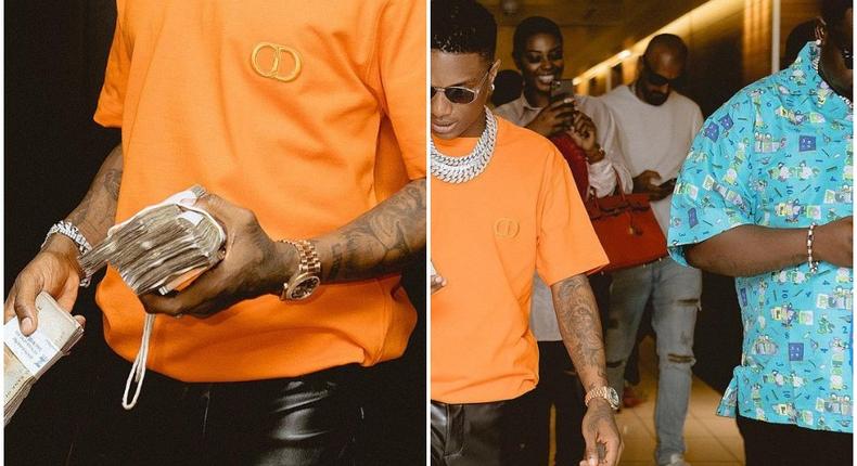 Wizkid went big for a dinner date with his friends at a restaurant in Lagos