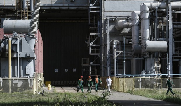 Radnici nuklearne elektrane Zaporožje kod Energodara krajem avgusta