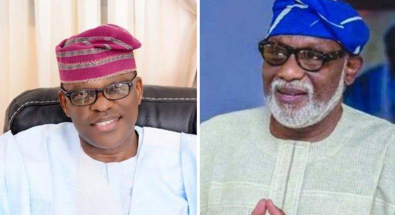 Ondo state Governor and APC candidate, Rotimi Akeredolu (Right) and his main contender, Eyitayo Jegede of the PDP [withinnigeria]