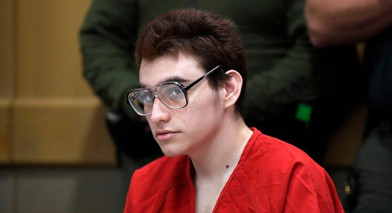 Parkland school shooting suspect Nikolas Cruz sits at the defense table for a hearing at the Broward Courthouse in Fort Lauderdale, Florida, in March 2019.