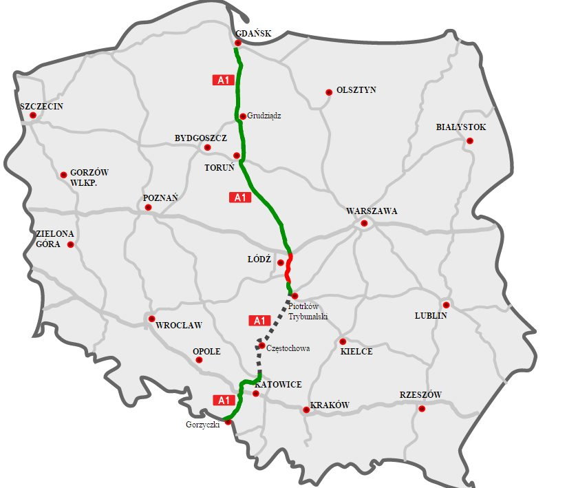 Cennik autostrad w Polsce i zagranicą A1