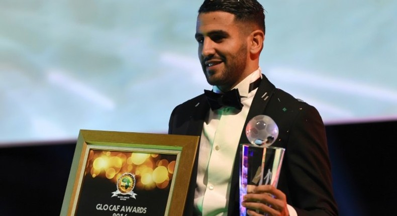 Algerian and Leicester forward Riyad Mahrez poses for a photo after being crowned African Footballer of the Year in Abuja, on January 5, 2017