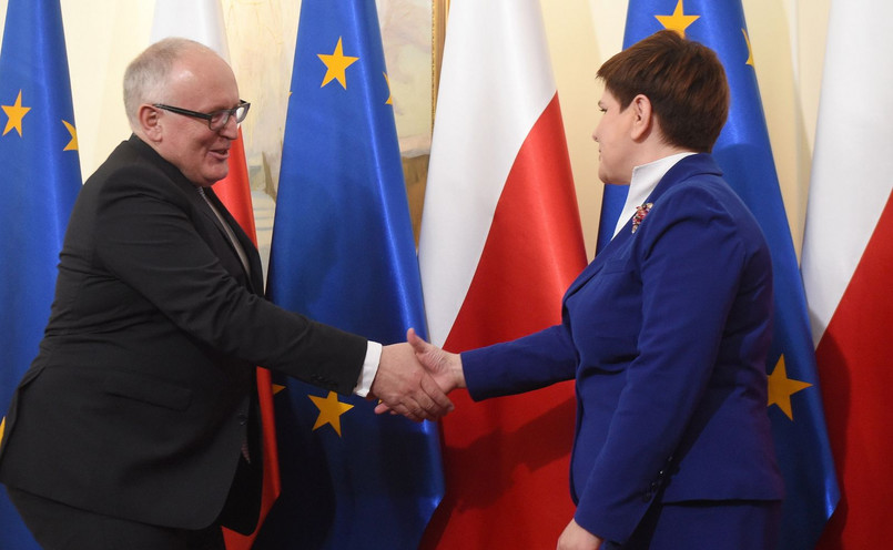 Wiceszef Komisji Europejskiej Frans Timmermans i premier Beata Szydło