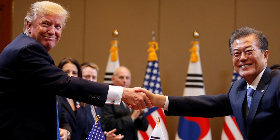 US President Donald Trump and South Korean President Moon Jae-in.