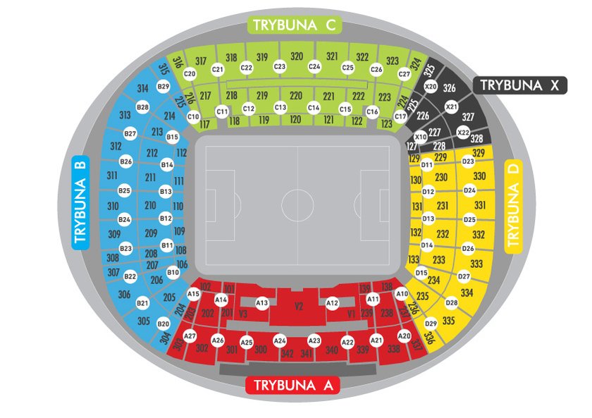 Rozmieszczenie trybun na Stadionie Miejskim we Wrocławiu