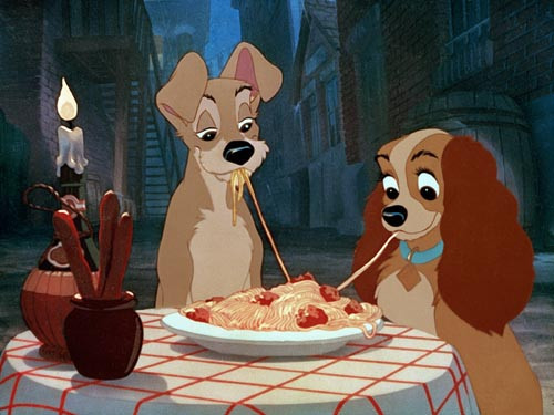 Lady i Tramp z "Zakochanego kundla", reż. Clyde Geronimi, Wilfred Jackson, Hamilton Luske, 1955 r.