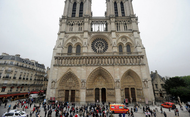 Policja przed katedrą Notre Dame.