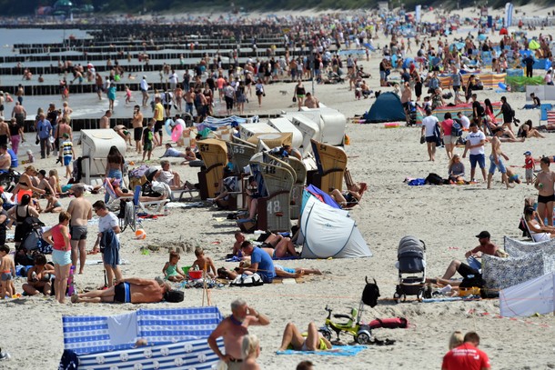 Plaża w Kołobrzegu, sierpień 2020