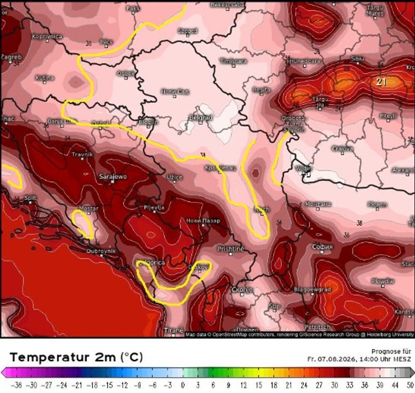 Kulminacija vrelog talasa posle 5. avgusta sa temperatura do 40 stepeni