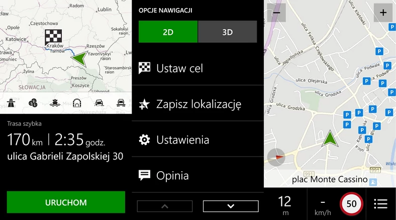 Lumia 920 - zrzut ekranu (nawigacja GPS)