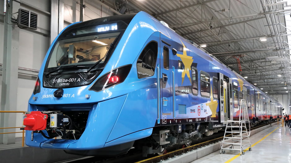 12 stycznia 2022 r., prezentacja pociągu Newagu wyprodukowanego dla Szybkiej Kolei Miejskiej w Warszawie