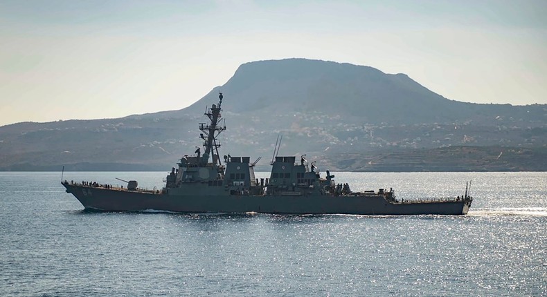 The guided-missile destroyer USS Carney seen in Souda Bay, Greece.Petty Officer 3rd Class Bill Dodge/US Navy via AP