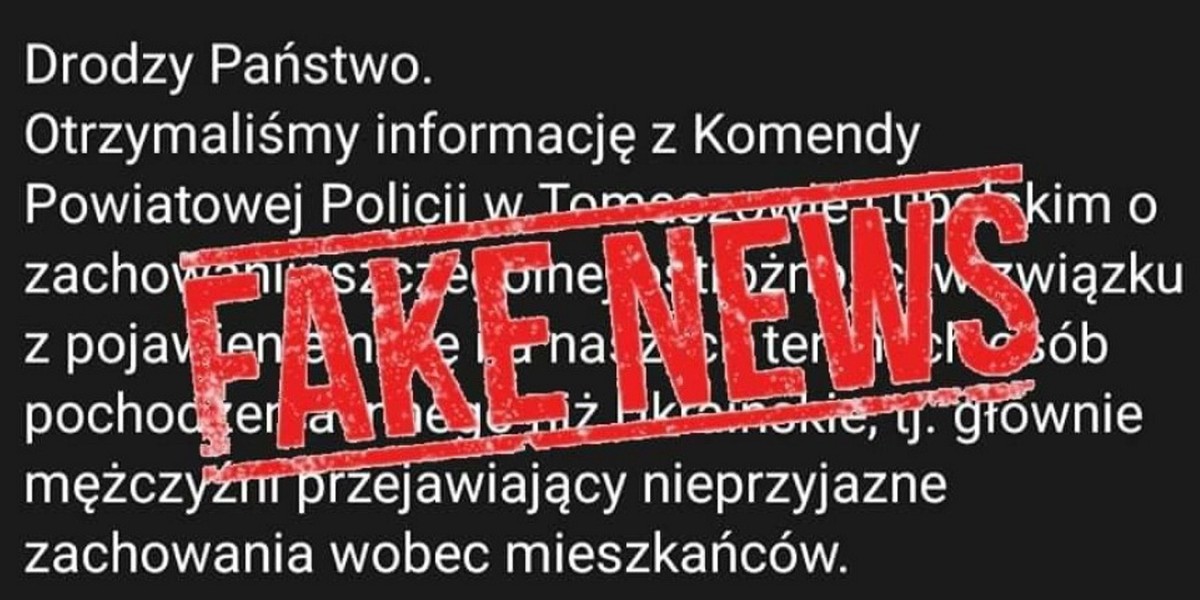 Lubelska policja ostrzega przed fake newsami na temat uchodźców.