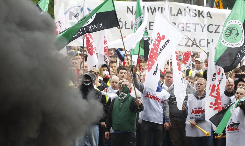 KATOWICE PROTEST GÓRNICZYCH ZWIĄZKÓW ZAWODOWYCH (manifestacja górniczych związkowców)