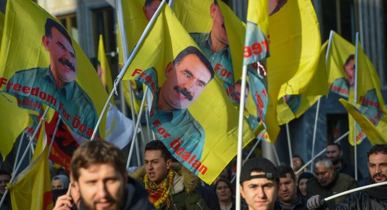 Ocalan, seen here in flags at a pro-Kurdish rally in Germany, founded the outlawed Kurdistan Workers' Party (PKK) -- blacklisted as a terror group by Ankara, the United States and the European Union -- in 1978 to seek Kurdish autonomy