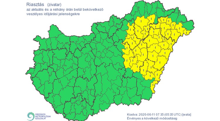 Marad a risztás: zivatarok tarolhatják le az ország keleti felét, akár jégeső is kialakulhat