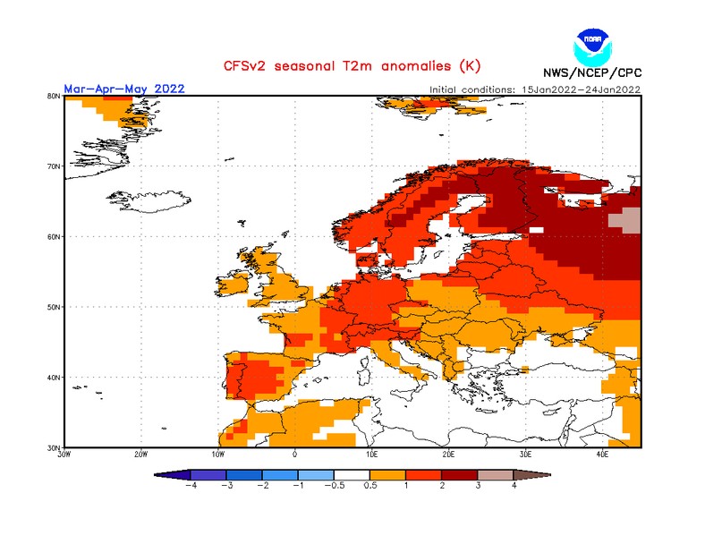 Odchylenie temperatury od średniej (marzec-maj)