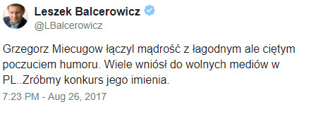 Leszek Balcerowicz na Twitterze