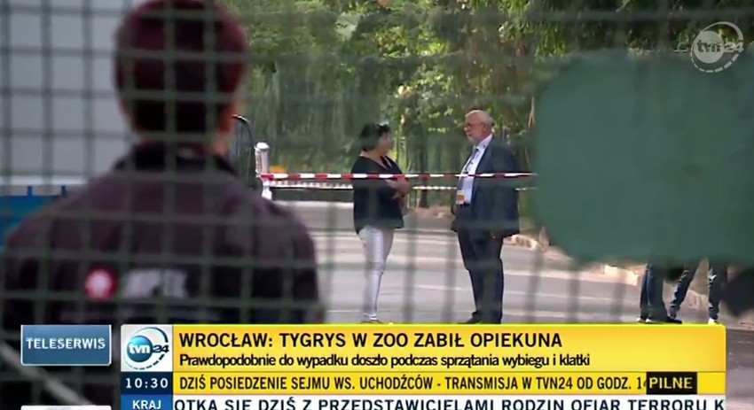 Policijski uviđaj u zoo vrtu (FOTO: printskrin tvn24.pl)