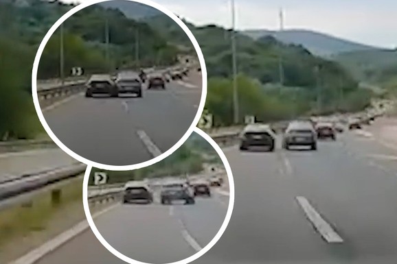 (VIDEO) JEZIV SNIMAK SA AUTO-PUTA "Reno" naglo udara u BMW, oba auta u punoj brzini, kreće ljuljaju po putu! Ovo je mogao da bude stravični lančani sudar