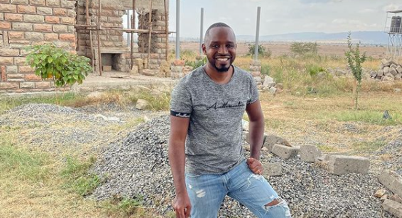 Activist Boniface Mwangi at the construction site of his Machakos family home. The house was invaded on the night of October 20, 2021