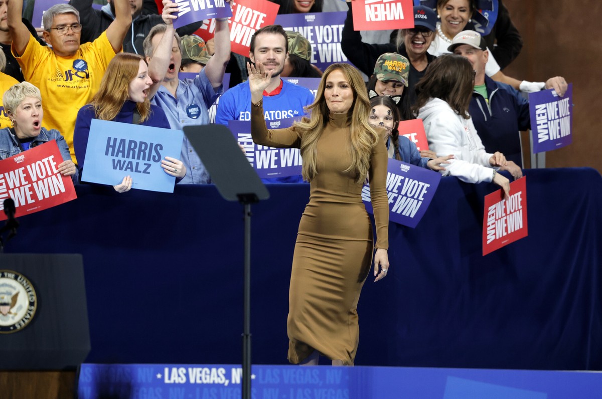 Jennifer Lopez na wiecu poparcia Kamali Harris, kandydatki Demokratów na prezydenta USA