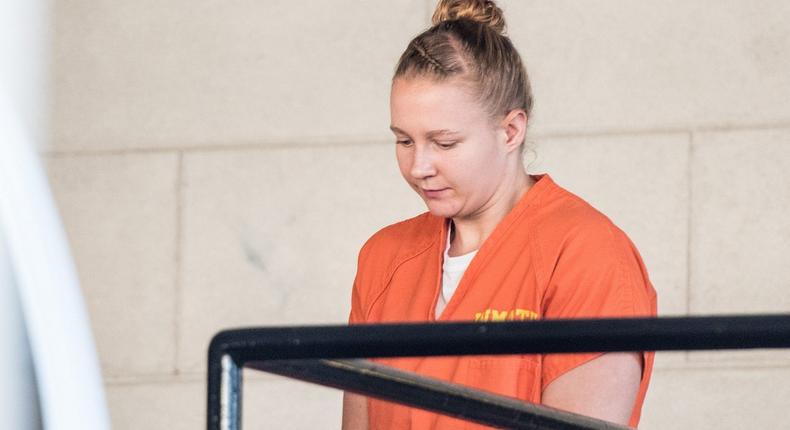 Reality Winner exits a courthouse in Augusta, Georgia, on June 8, 2017.