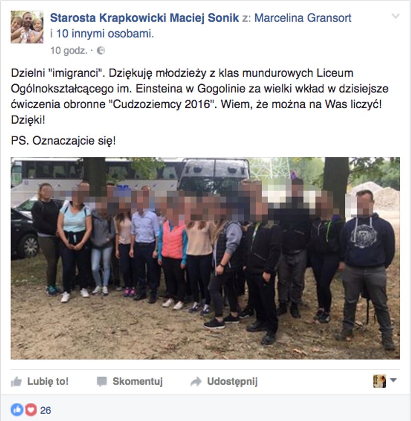 Kazali uczniom udawać uchodźców. Ganiali po lesie jak przestępców