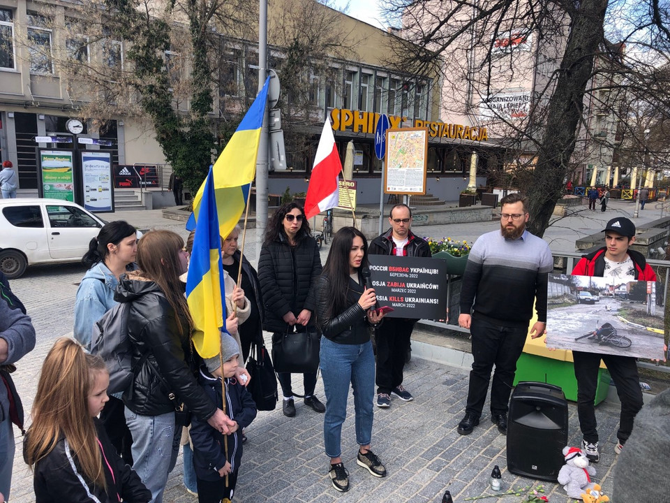 Demonstracja solidarności z Ukrainą w Kielcach