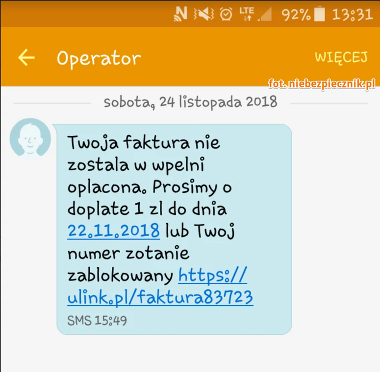 Przykład oszustwa