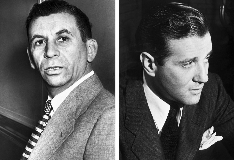 Meyer Lansky (po lewej), który był partnerem Bugsy Siegela (po prawej), pomógł przemytnikom zatankować paliwo na Sycylii.