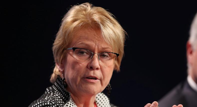 Vicki Hollub, President and CEO of Occidental Petroleum, speaks at the 2019 Milken Institute Global Conference in Beverly Hills.Reuters