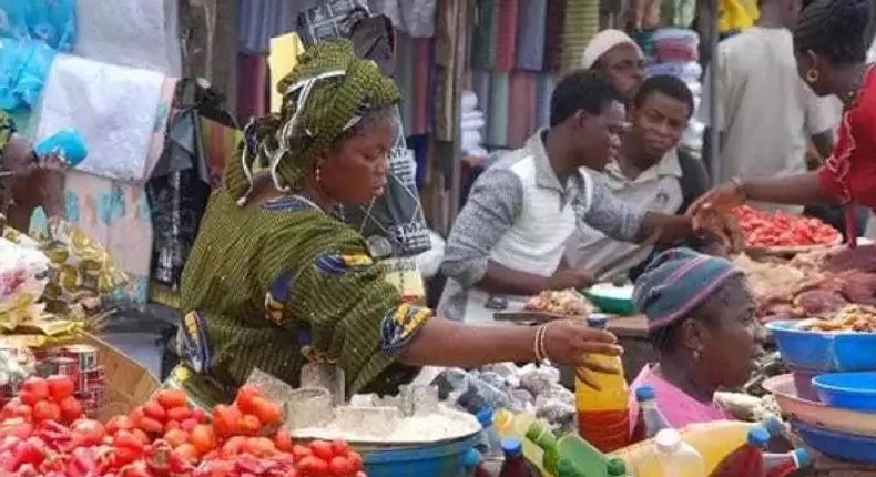 Petty traders in a local market in Nigeria