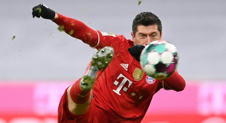 Robert Lewandowski claimed his 25th Bundesliga goal this season for Bayern Munich on Monday