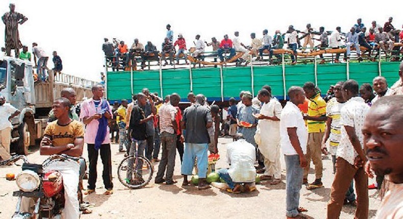 The protesting truck drivers