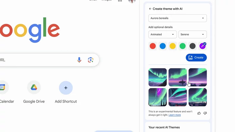 Google Chrome i możliwość generowania motywów przy pomocy AI